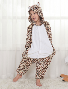 Onesie Leopard Kigurumi Kids Unisex Flannel Pajamas Winter Sleepwear Mascot Animal Carnival Costume onesie pajamas
