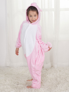 Pig Onesie Kigurumi Kids Pink Unisex Flannel Winter Sleepwear Mascot Animal Halloween Costume