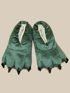 Kigurumi Shoe Cover Kids Green Unisex Flannel Winter Footwear Halloween Accessories