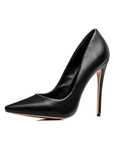 Black Sexy High Heels Pointed Toe Stiletto Heel Pumps For Women PU Leather