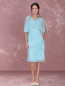 Robe de mère de mariée manche courte col V robe d'invitée de mariage