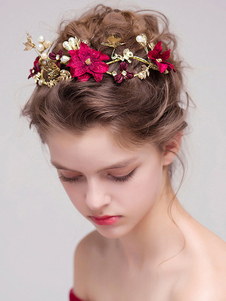 Rote Hochzeit Stirnband Blume Schmetterling Vintage Braut Haarteil