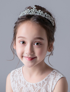 Accesorios para el pelo de niña de las flores Tiara Silver Kids Rhinestones Headwear de niña pequeña
