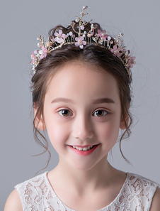 Flower Girl Hair Accessories Soft Pink Headpieces Kids Rhinestones Beaded Little Girls Hair Bands