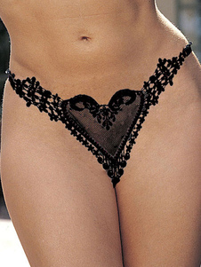 Women Sexy Thong Lace Heart Nylon Sheer T Back