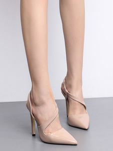 Talon haut Escarpins femme nu en PU bout pointu talon aiguille