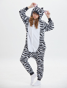 Zebra Kigurumi Onesie Pajamas Kids White Flannel Long Sleeves Winter Sleepwear Mascot Animal Carnival Costume onesie pajamas