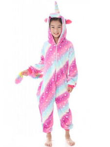 Kids Unicorn Pajamas Kigurumi Onesie Dreaming Star Flannel Unisex Winter Sleepwear Mascot Animal Halloween Costume