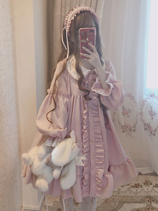 Sweet Lolita OP Dress Star Lace Ruffle Frill Pink Lolita One Piece Dress