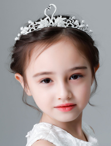 Цветочная девушка Tiara Silver Crown Swan Headpieces Маленькие девочки Свадебные аксессуары для волос