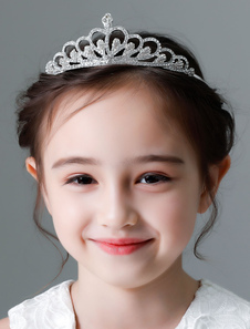 Silver Princess Tiara Flower Girl Crown Little Girls Hair Accessories Kids Wedding Headpieces