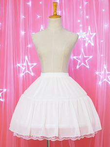 Falda de encaje de gasa enagua de Lolita blanca Volantes Lolita Pettiskirt