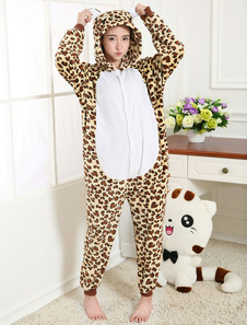 Kigurumi Pajamas Bear Onesie Leopard Flannel Animal Winter Sleepwear For Adult Unisex Back With Zipper Costume Halloween