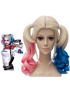 Suicide Squad Harley Quinn Cosplay Wig Red Blue Bunches Cosplay Wig Carnival