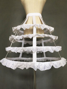 White Lolita Petticoat 4 Hoop Fishbone Lolita Crinoline