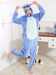 Disfraz Halloween Pijama Kigurumi 2023 Disfraz Stitch lana de franela azul con cremallera Volver Halloween Carnaval Halloween