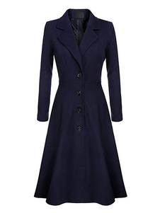 Damen Swing Coat 1950er Jahre Langarm Turndown Kragen Fit Flare Wintermantel