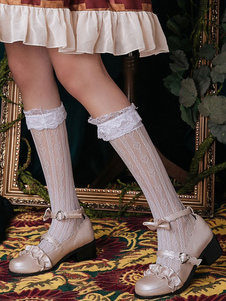 Calcetines Sweet Lolita Encaje Volantes Lolita Blanca Stocking