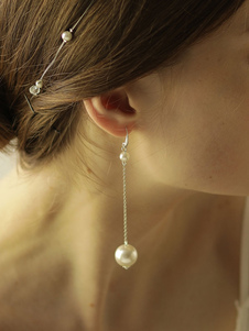 Perlas pendientes de gota de la boda joyería nupcial