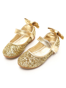 Glitter Bow Wedding Flower Girl Shoes