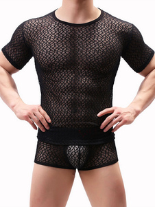 Lencería sexy masculina Royal Blue Sheer Lencería masculina