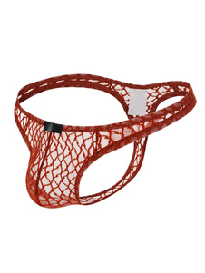 سراويل داخلية مثيرة للرجال ثونغ بوليستر برتقالي نصف شفاف ملابس داخلية للرجال