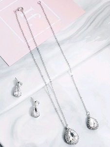 Свадебные Ожерелья Серебро Серебро Груша Shaped Rhinestone Свадебное Ожерелье