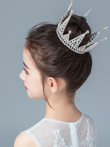 Flower Girl Headpieces Silver Polka Dot Pearls Accessory Metal Kids Hair Accessories
