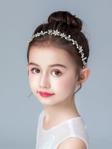 Flower Girl Headpieces Blond Pearls Accessory Metal Kids Hair Accessories