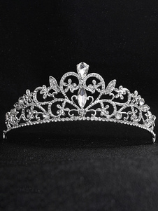 Diamantes de imitación de plata de la tiara de la boda con cuentas accesorios para el cabello para la novia