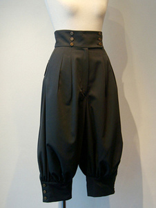 Gothic-Lolita-Hose mit Ösen. Schwarze, verkürzte Lolita-Hose