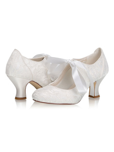Chaussures de mariage vintage chaussures de mariée bout rond talon chaton