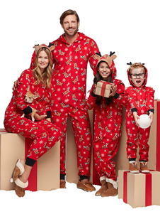 Modèle de Noël de pyjamas de Noël en famille rouge Déguisements Halloween Cadeau Noël