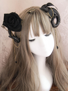 Accesorio para el pelo Gothic Lolita 2023 Arco Rose Cavel Metallic Satin Pinza para el cabello Lolita
