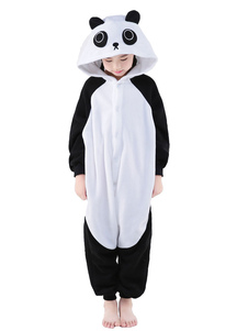 Kigurumi Pajamas Panda Onesie For Kids Black Synthetic Winter Sleepwear Mascot Animal Costume Halloween
