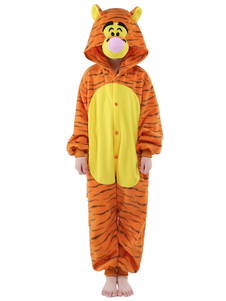 Kigurumi Pajamas Tigger Onesie Yelllow Synthetic For Kids Winter Sleepwear Mascot Animal Costume Carnival onesie pajamas