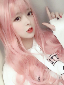 Sweet Lolita Wig Long Tousled Soft Pink Lolita Hair Pelucas con flequillo