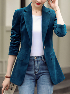 Women Blazer Turndown Collar Long Sleeve Buttons Short Casual Blazers Cozy Active Outerwear