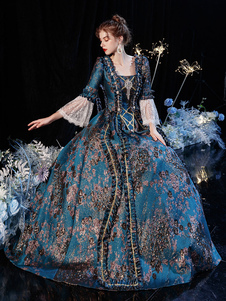 Rococo Victorian Prom Dress Retro Costume Dress Flare Sleeves Masquerade Lace Cotton Cosplay Costume Carnival