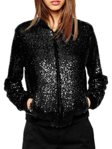 Bomber Jackets For Women Sequins Spring Outerwear