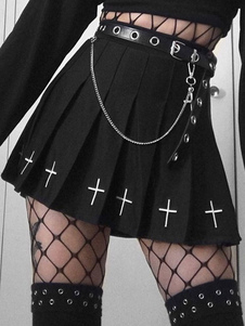 Vestido retro de poliéster con cadena de falda gótica negra