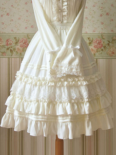 Sweet Lolita White Ruched Chiffon Lolita SK Skirt for Women