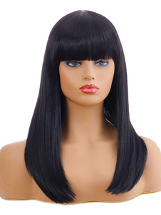 Long Wig For Woman Black Straight Heat-resistant Fiber Chic Tousled Long Synthetic Wigs