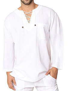 Casual Shirt For Man V-Neck Casual Dark Navy Men's Shirts