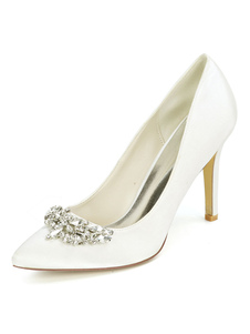 Chaussures de mariée ivoire en satin talon haut chaussures de mariage