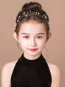 Flower Girl Headpieces Blond Stars Print Ribbons Headwear Metal Hair Accessories For Kids