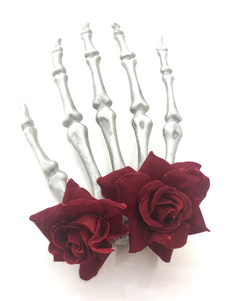 Halloween Headwear Red Plastic Hairpin Rose Flower Decorate Scary Hairpin