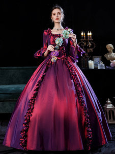 Vestido de Baile Trajes Retrô Vestido Feminino Ture Vermelho Estilo Euro Traje Maria Antonieta Traje do Século XVIII