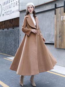 Langer Mantel für Damen mit V-Ausschnitt, übergroße Winteroberbekleidung