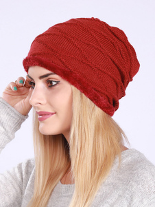 Women Hats Lovely Acrylic Fiber Convertible Red Hats